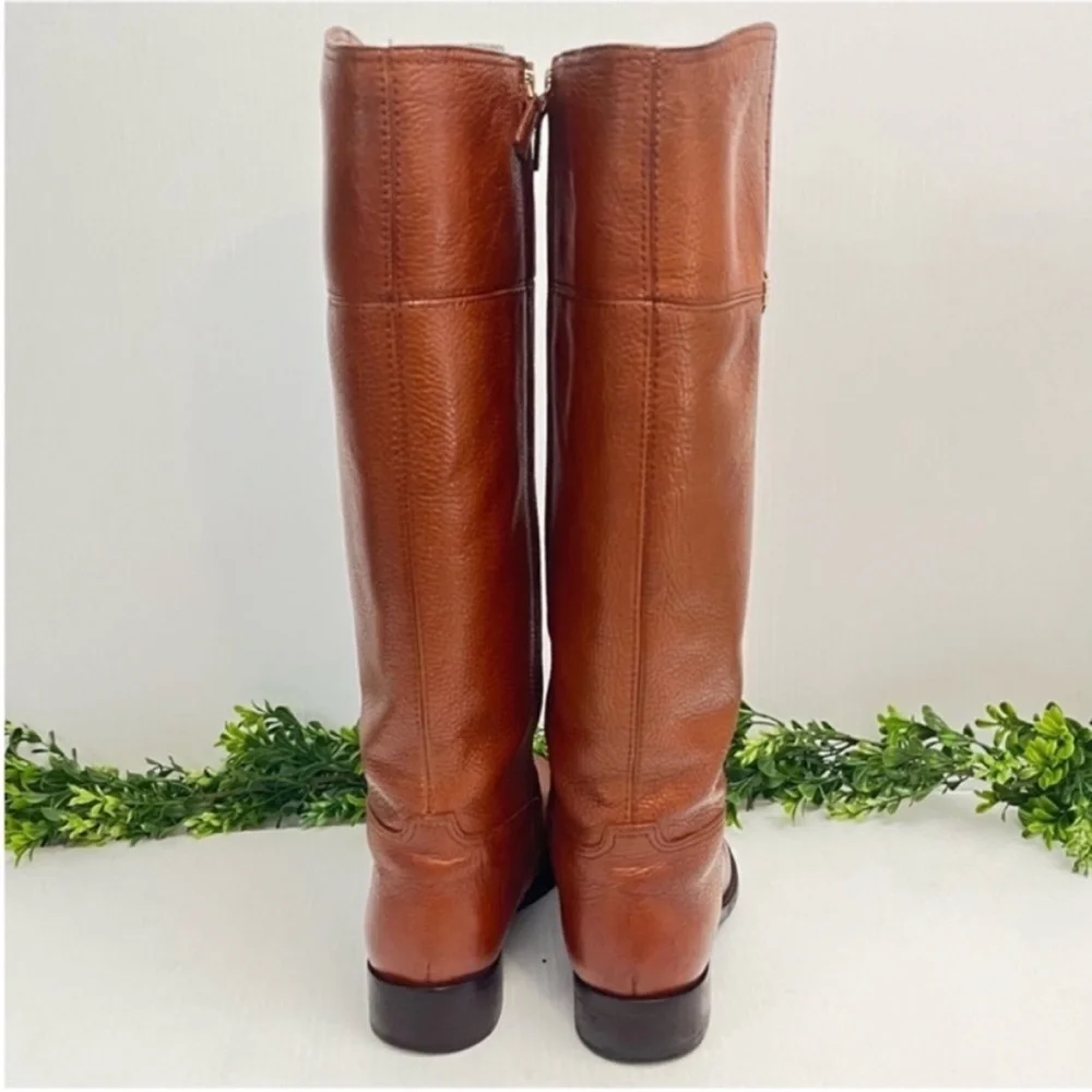 Tory Burch 'Jolie' Riding Knee-High Classic Brown Leather Boots Size 8.5